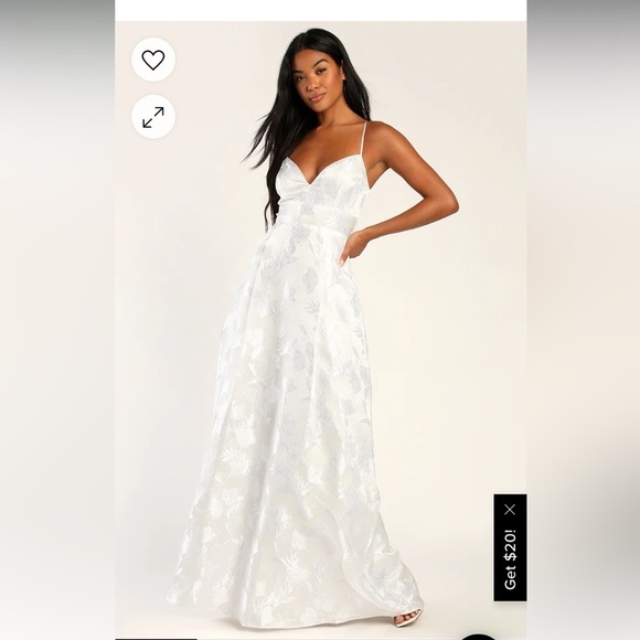 Lulus With Passion White Floral Print Jacquard Sleeveless Maxi Dress size S new - Picture 3 of 16